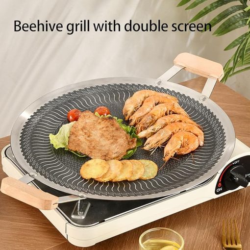 BBQ Pans Cooking Pans Grilling Tool Grilling Plate Outdoor BBQ Grilling Pans 316Stainless Steel Texture For Outdoor - Image 2