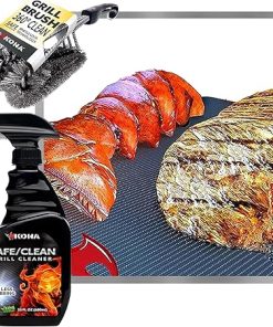 Grill Brush, Grill Spray, & Grill Mats - 360 Wired BBQ Grill Brush, Heavy-Duty, No-Drip Grill Spray, Eco-Friendly Degreaser (23 oz), & Heavy Duty Non-Stick, BBQ Grill Mats (Set of 2)