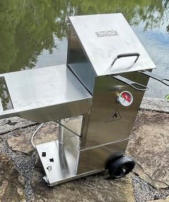 Bayou Classic 700-704 4-gal Stainless Bayou Fryer with Cart Includes 2 Stainless Mesh Baskets Fry Thermometer Drain Valve High Pressure Regulator w/ 48-in Stainless Braided LPG Hose 2