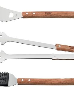 Tramontina Utensils Set (Spatula, Meat Tong, Grill Brush) – Wood Handle – CHURRASCO – 3 PK, 80905/004DS 2