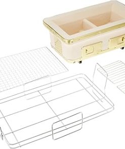 BUNDOK BD-383 Oblong Shichirawa Large, Charcoal, Diatomaceous Earth, Beige, Stand Included (For 3-4 People) 2