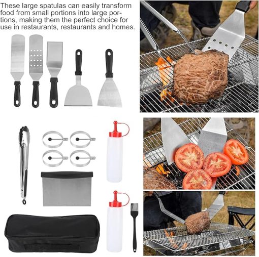 BBQ Accessories Kit,14-Piece Stainless BBQ Grill Tools Set – Heat Resistant, Nonstick Griddle Accessories for Outdoor Cooking, Home Barbecues, and Professional Use - Image 2