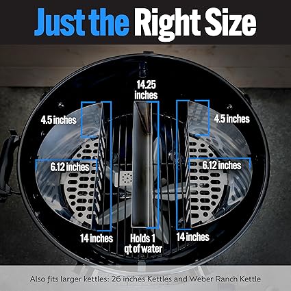 SnS Grills Slow ‘N Sear Charcoal Fire Baskets with Water Pan – Large Capacity Heavy Duty Stainless Steel Outdoor Grill Basket, Kettle Grill Accessory – Compatible with Weber and other Kettles 2 SnS Grills Slow ‘N Sear Charcoal Fire Baskets with Water Pan - Large Capacity Heavy Duty Stainless Steel Outdoor Grill Basket, Kettle Grill Accessory - Compatible with Weber and other Kettles - Image 2