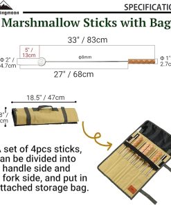 CAMPINGMOON Telescopic Barbecue Fork Marshmallow Sticks 4-Pack for Grilling BBQ 33-inch Length 304 Stainless Steel MK-4 2