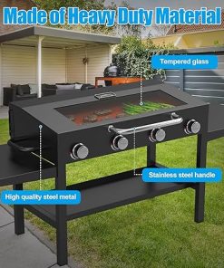 Hinged Lid for Blackstone 36 Inch Griddle,Upgrade Clear View Griddle Hard Cover Hood for Blackstone 36″ 1554 2149 1825 Outdoor Flat Top Gas Grill Griddle Accessories with Temperature,Black 2