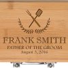 LifeSong Milestones Personalized Wedding Gift for The Father of The Groom Custom Engraved BBQ Tools Grill Accessories Tool Set 3pc Stainless Steel Barbecue Gift Set for Outdoor Grills (Bamboo)