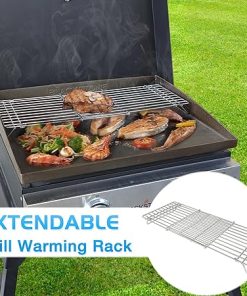CANDANA Griddle Warming Rack for Blackstone 17 22 28 36 Inch Adjustable Upper Grid Shelf for Weber Pit Boss Nexgrill Charbroil and Most Tabletop Flat Top Grill Parts BBQ Accessories – Pack of 2 2