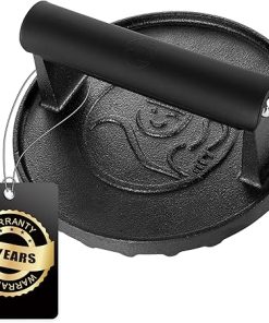 Gourmet Easy BBQ Lover Combo – Burger Samsher Cast Iron – Burger Press + Basting Brush All-in-1 with Sauce Bottle (Orange) – BBQ Accessories 2
