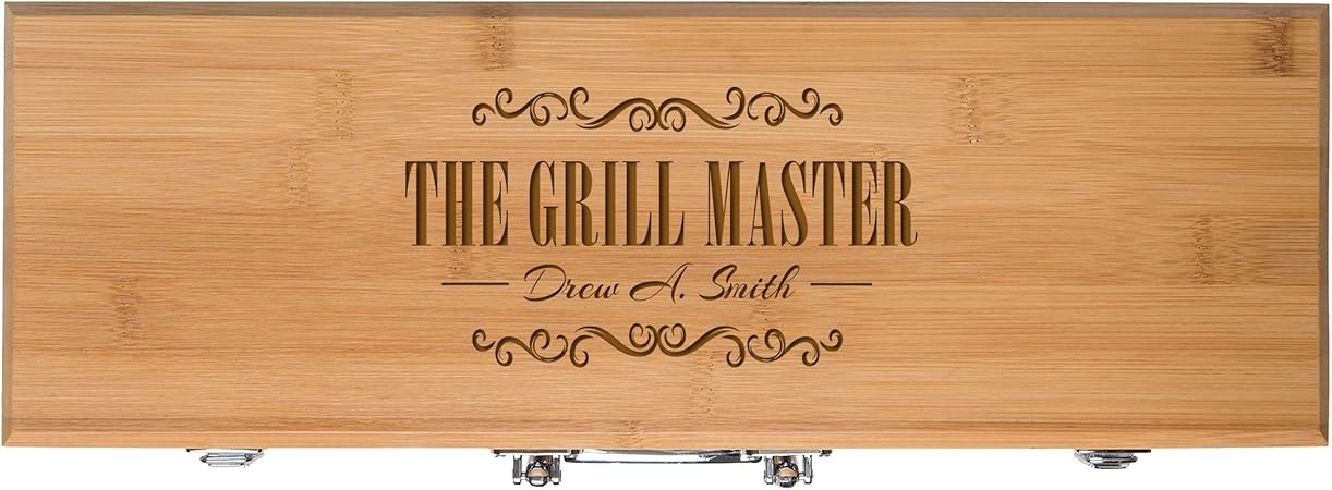 Personalized Barbecue Gifts for Men for Custom Engraved Gifts for dad The Grill Master Gift Bamboo 3pc Barbecue Tools and Accessories Gift Set for Outdoor Grills (Bamboo) Personalized Barbecue Gifts for Men for Custom Engraved Gifts for dad The Grill Master Gift Bamboo 3pc Barbecue Tools and Accessories Gift Set for Outdoor Grills (Bamboo)