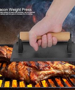 Cast Iron Grill Press, Bacon Weight Press Burger Press for Bacon Steak Grill Press Barbecue Tools Grill Accessories for Outdoor Picnic 2