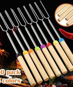 80 Pack 32 Inch Marshmallow Roasting Sticks Bulk, Smores Skewers for Fire Pit Kit, Hot Dog Camping Skewers Accessories Campfire Marshmellow Extendable Forks Bbq Tools Smores Sticks 2