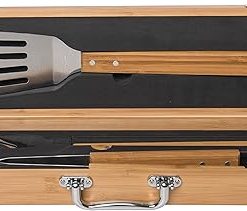 LifeSong Milestones Personalized Wedding Gift for The Father of The Bride Custom BBQ Tools Grill Accessories Engraved 3pc Stainless Steel Barbecue Gift Set for Outdoor Grills (Bamboo) 2