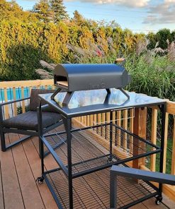 3-Tier Stainless Steel Mobile Pizza Oven Cart with Prep Station – Heavy-Duty Outdoor/Indoor Kitchen Cart Compatible with Ooni, Blackstone, Cuisinart Grills & Pizza Ovens (31.5″ W x 31.5″ D x 35.4″ H) 2