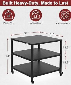 Pizza Oven Table Cart for Ooni/Ninja Woodfire/Blackstone/Cuisinart Pizza Oven Stand for Outside, Modular Table Movable Prep Cart with Pizza Topping Station for Ooni Koda Karu Fyra 16/12 2
