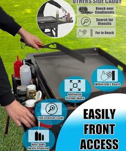 Front Griddle Caddy with 2-Pack Magnetic Tool Holders for Blackstone 36 inch Griddle, Large Capacity Front Tool/Bottle Shelf for Easy Access, Grill Caddy for Blackstone Griddle Accessories 36 inches 2