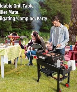 Portable Outdoor Grill Table, Blackstone Stand for 22 Or 17 Inch Griddle, Movable Stand with Wheels, Grill Cart for Blackstone Griddle, Ninja 2
