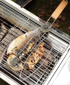 Barbecue mesh clip,Grilled Fish Clip Stainless Steel Home Tool Accessories with Handle Barbecue 2