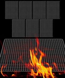 8PCS BBQ Grill Mesh Mat,Grill Mats for Outdoor Grill,Heat Resistant Gourmet BBQ Mat Non-Stick BBQ Grill Mesh Mat Easy Cleaning BBQ Accessories for Outdoor Smoker Pellet Gas Charcoal Grills 15.7×11.8"