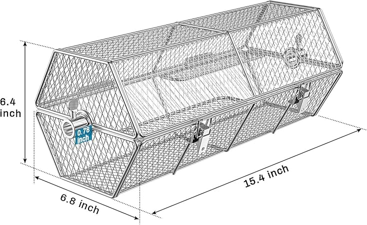 Skyflame Stainless Steel Round Tumble Rotisserie Grill Basket for Partitioned Food Grilling – Fits for 5/16 Inch Square, 3/8 Inch Square, 3/8 Inch Hexagon, 1/2 Inch Hexagon Spit Rods 2 Skyflame Stainless Steel Round Tumble Rotisserie Grill Basket for Partitioned Food Grilling - Fits for 5/16 Inch Square, 3/8 Inch Square, 3/8 Inch Hexagon, 1/2 Inch Hexagon Spit Rods - Image 2