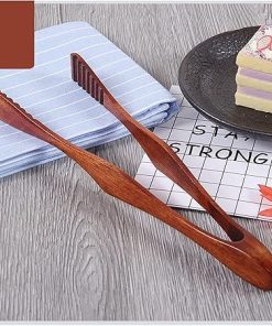 BBQ 1pc Wood Food Tongs Kitchen Utensils BBQ Tweezer Buffet Cooking Tools Anti Heat Bread Clip Pastry Clamp Barbecue Tongs (1pc)