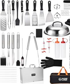 Commercial Chef 61 Piece Griddle Grill Accessories Set + BBQ Grilling Tools Grill Set for Smoker, Camping, Kitchen, Barbecue, Flat Top Teppanyaki Hibachi and Ideal Mens Gift