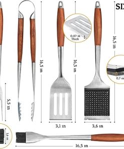 BBQ Grilling Accessories – Barbecue Tool Sets – Luxury Grill Accessories Kit – Grill Set – Premium Stainless Steel Equipment – 5 in 1 BBQ Tongs, Meat Fork, Spatula & Basting Brush 2