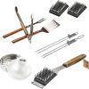 BBQ-AID Master Grill Set - 9 Piece Bundle - Featuring Grill Brush, Burger Press, Skewers, Replacement Heads, Spatula, Tongs, and Fork