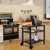 Stainless Steel Barbecue Cart with Wheels Heavy Duty 2 Story Outdoor Barbecue Multi Functional Cart, Mobile Kitchen Car with Storage Rack and Hook, Adjustable Feet for Terrace and Camping (Black) 3