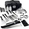 Griddle Accessories Kit, Leonyo 21Pcs Stainless SteelFlat Top Grill Accessories Outdoor, BBQ Metal Spatula Tool Set with 12″ Basting Cover, Bacon Press, Burger Patty Maker, Meat Tenderizer 3