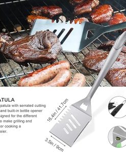 Grilljoy 8PCS Heavy Duty BBQ Grill Tools Set with Extra Thick Stainless Steel Spatula, Fork, Tongs & Cleaning Brush – Complete Barbecue Accessories Kit with Portable Bag – Perfect Grill Gifts for Men 2