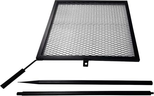 Swivel Campfire Grill Grate 24" with Spike Pole for Outdside Cooking Grilling BBQ - Adjustable Mesh Steel Grill Grate for Camping Outdoor Open Fire Cooking Over Fire Pit Campfire Fireplace