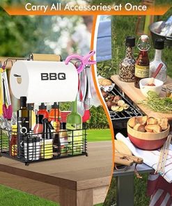 Grill Caddy, BBQ Caddy for Outdoor Grill, Camping Essentials, Camping Accessories, Outdoor Kitchen BBQ Grill Accessories for Camper, Tailgate Essentials, Grilling Gifts for Men 2