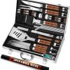 Heavy-Duty Rose Wooden BBQ Grilling Tools Set. Extra Thick Stainless Steel Multi-Function Spatula, Fork & Tongs | Essential Accessories for Barbecue & Grill. Ideal Gift for Father… 4