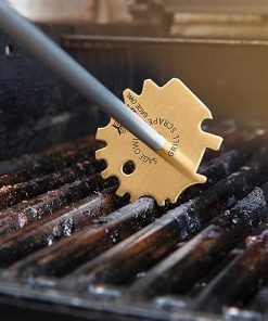 Sage Owl Bristle-Free Brass BBQ Scraper with 17.5’’ Handle Combo – Grill Cleaning Tool for Barbecues – Essential Grill Accessories and Unique Kitchen Gadgets – Dad Gifts from Wife 2
