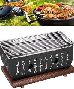 Japanese BBQ Grill, Portable Barbecue Stove with Wire Mesh Grill and Base BBQ Tools Accessories for Yakiniku, Yakitori, Takoyaki 2