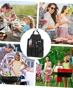 Full Set BBQ Tools Portable Grill Utensils Kit Fork Knife Clip Seasoning Bottles Glove Stainless Steel BBQ Utensils for Outdoor Cooking 2
