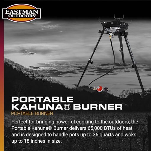 Eastman Outdoors 90411 Portable Kahuna Burner with XL Pot and Wok Brackets with Adjustable and Removable Legs, Black, Pack of 1 - Image 2