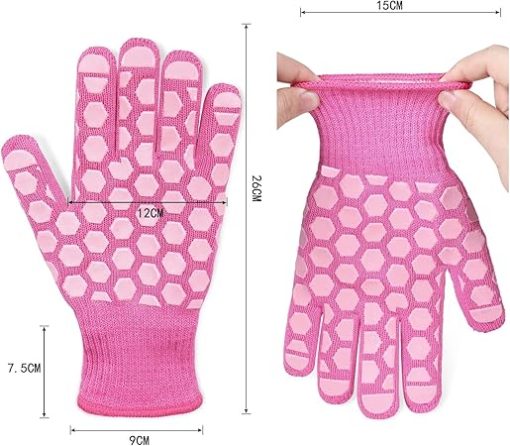 Gloves Oven Gloves Non-Slip Grilling Kitchen Gloves Barbecue Cooking Baking Women - Image 2