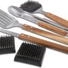 BBQ-AID Pro Grill Set - 6 Piece Bundle - Featuring Grill Brush, Replacement Heads, Spatula, Tongs, and Fork
