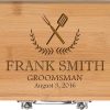 LifeSong Milestones Personalized Wedding Gift for Groomsman Custom Engraved BBQ Tools Grill Accessories Set 3pc Stainless Steel Barbecue Gift for Outdoor Grills (Bamboo) 3