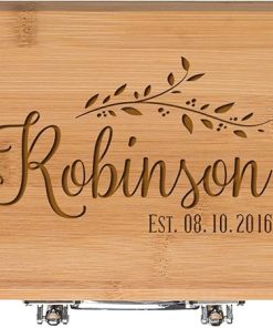 Personalized Housewarming Family Established Date Gift for Dad Custom Engraved 3pcStainless Steel Barbecue Gift Set for Outdoor Grills (Bamboo)