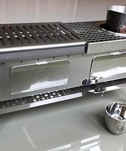 Sho's B-VI-DUO, Compact Hibachi Grill "KAN"(hot sake) Grill set, foldable hibachi, sake warm & grill plate, carafe, cup