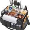 Large Grill Utensil Caddy with Paper Towel Holder, Outdoor Picnic Bag Organizer for BBQ Supplies Tool, Tailgating Accessory Basket Camping Gear Must Haves for Cook Essentials, Black, Bag Only