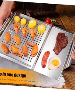 BBQ Tool Set with Grill Trays Tongs Stainless Steel Outdoor Grill Accessories 2