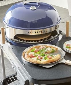 KettlePizza Deluxe USA 22.5 – Pizza Oven Kit for 22.5 Inch Kettle Grills. Includes Pizza Stone and Aluminum Peel 2