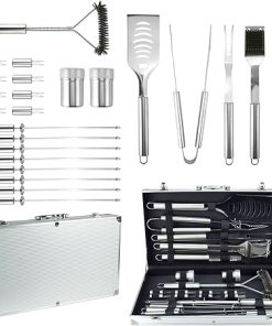 Grilling Accessories, Grill Tools, BBQ Tools with Aluminum Carrying Case, Barbecue Tool Sets, 24-Piece