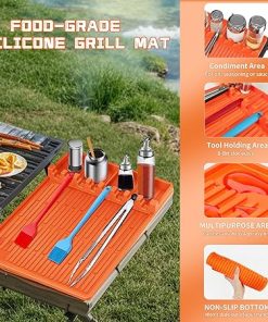 Griddle Accessories Kit for Blackstone, Flat Top Grill Tools with Smash Burger Press, Orange Silicone Grill Mat, Dual-side Meat Tenderizer Hammer, Griddle Spatula Set for Outdoor Camping BBQ 2