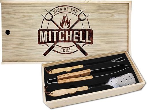 My Personal Memories Premium King of The Grill Custom Personalized Grilling Barbecue Tools Set - Customized BBQ Accessories Gift for Dad, Father