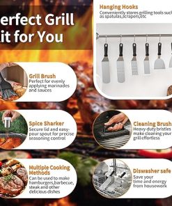 Blackstone 29Pcs Ultimate Griddle Accessories Set, Grill Tools with 3 Spatulas, Scrapers, Smash Press, Basting Cover, Spice Shakers – Complete Flat Top BBQ Kit 2