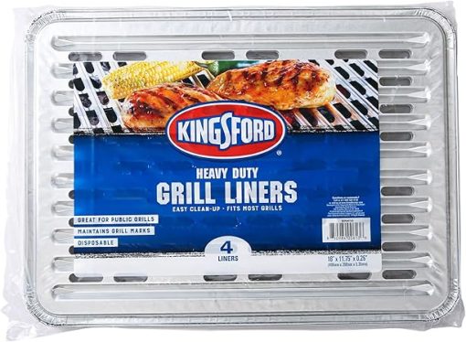 Kingsford Heavy Duty Aluminum Grill Liners | Heavy Duty Grill Liners | Disposable Grilling Liners Prevent Food from Falling Through Grill Grates, 48 Count,Silver - Image 2